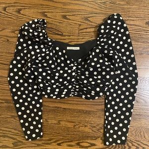 The East Order Polka Dot Cropped Blouse